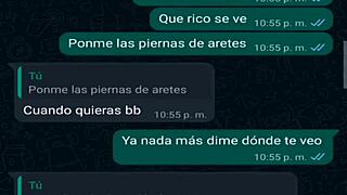 my friend in mini shorts gets excited during our whatsapp chat