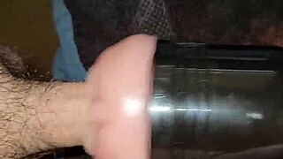 Hot guy masturbates with a Fleshlight, cold as ice, but sexy!