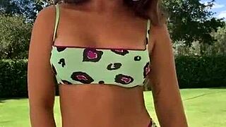 This hot Brazilian teen's pussy is jumping out