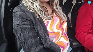 dirty husband receives car blowjob from mature whore