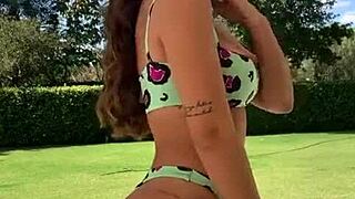 This hot Brazilian teen's pussy is jumping out