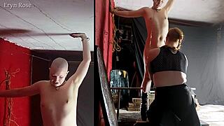 behind the scenes - eryn’s first time tied up on the one bar prison, whoa