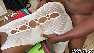 hot ebony babe gets slammed good in her tight room