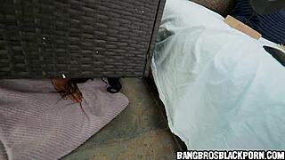 Petite black teen sucks a monster cock in hot video