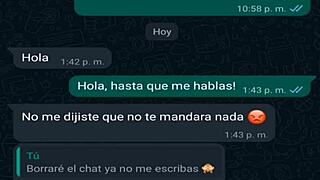 my friend in mini shorts gets excited during our whatsapp chat