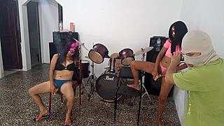 Who dances better, the white bitch or the dark-haired bitch? Both whores with strange vaginas!