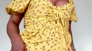 look at her dancing in that little dress and glasses, then she takes off her panties, so naughty.