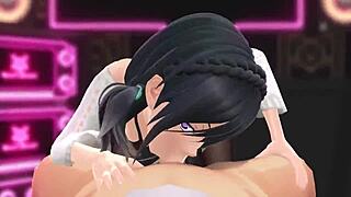 mmd girl performs oral blowjob in detailed anime narrative style