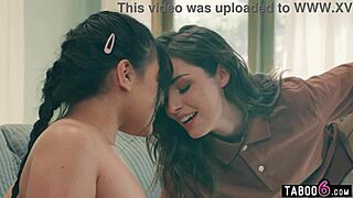 teen girlfriend surprises delivery girl with strapon lick and cunilingus