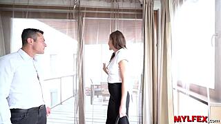 Mylfex - Lustful Milf Rides Cowgirl in Stockings for New Apartment Deal