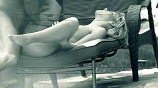 How does mom Aubrey Adams rub and fuck outdoors in the sun?