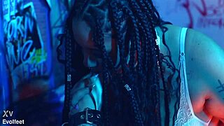 Bratty footjob training with big tits and foot worship in strapon play