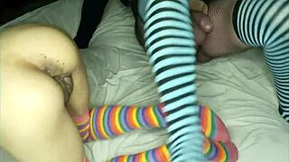 A hot brunette is fucking with a crossdresser, damn hot!