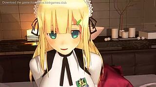 Maid hentai with busty teen who knows how to give a blowjob