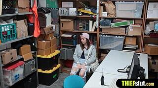 cute russian teen shoplifter faces rough punishment in backroom