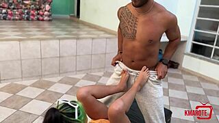 morena uses feet for handjob and gets all cummed on.