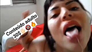 german brazilian tattooed amateur feels intense pleasure until she farts on the chair