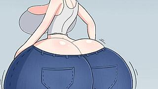 卡娅在紧身牛仔裤中展示她的大屁股，还放屁。