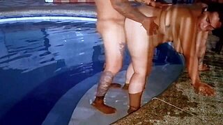 chubby latina stepsister with big tits gets slammed outdoors at night.