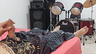 Man strokes his massive cock right on camera for all to see