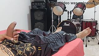 Man strokes his massive cock right on camera for all to see