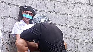 pinay nurse gets hard fucked by construction worker in abandoned hospital