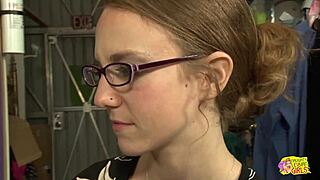 Nerdy brunette tutor surprises lusty blonde lesbian with big sex toy during naughty beaver session