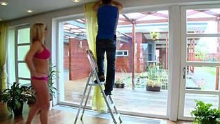 Chubby Czech Girl Bent Over for Hard Pounding by Maintenance Guy