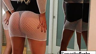 samantha enjoys solo anal masturbation with big tits