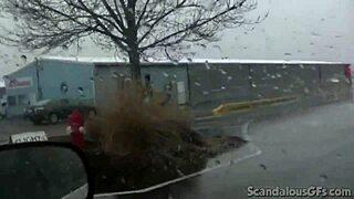 Redhead Teen Babe Masturbates Outdoors In Public Car