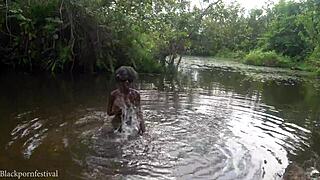 Hey, wanna see this adorable African village girl bathing in the river today?