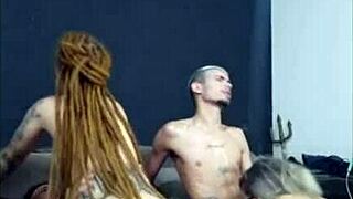 Redhead Sits on Friend While His Woman Blows Me