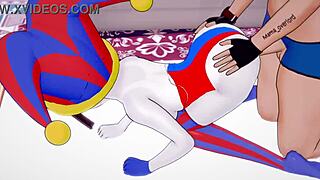 Pomni wears swimming suit for passionate, censored-free sex