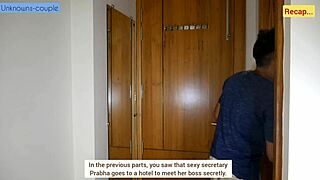 Hot secretary Prabha rides boss hard in rough office sex