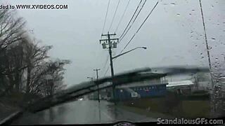 Redhead Teen Babe Masturbates Outdoors In Public Car