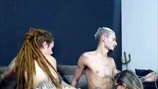 Redhead Sits on Friend While His Woman Blows Me