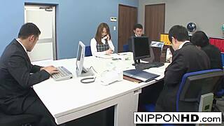 hey, watch this asian secretary toyed with during her phone call