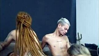 Redhead Sits on Friend While His Woman Blows Me