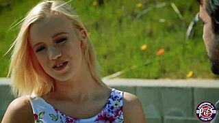 Bailey Blonde Teen Bent Over For Doggystyle Blowjob And Creampie