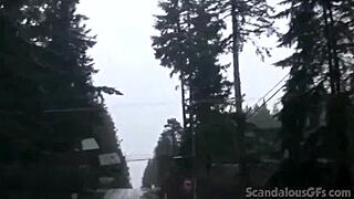 Redhead Teen Babe Masturbates Outdoors In Public Car