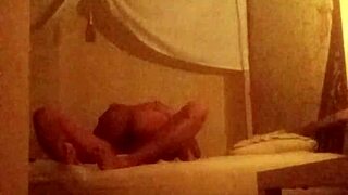 The virgin stepsister loses her innocence to her muscular stepbrother in a hotel room.