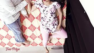 Teen girl shows off amazing ass in deepthroat fun