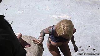 Busty skinny blonde bound and banged by sex trafficker