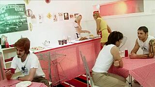 Milf waitresses diana and eva in a hot ffmm foursome