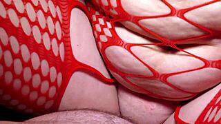 Lady in red feels intense fucking pleasure