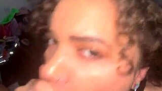 Frisky curly-haired slut gets a facial after getting stuffed