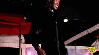 Hey, check out this black queen in high heels teasing her lesbian lover with all those sex toys.