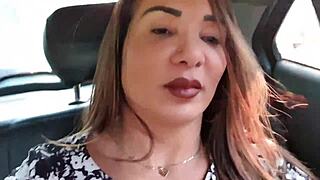 Latina milf flashes big clit in hotel blowjob