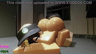 Fucking Candy intensely during her break in roleplay.