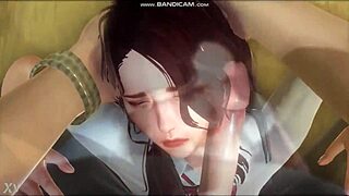 Brunette Sucks Teacher in Classroom Cartoon